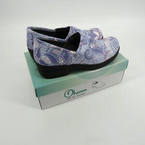 Ohmm Women's Grey Paisley Medical Wear Clogs Size 8 New In Box